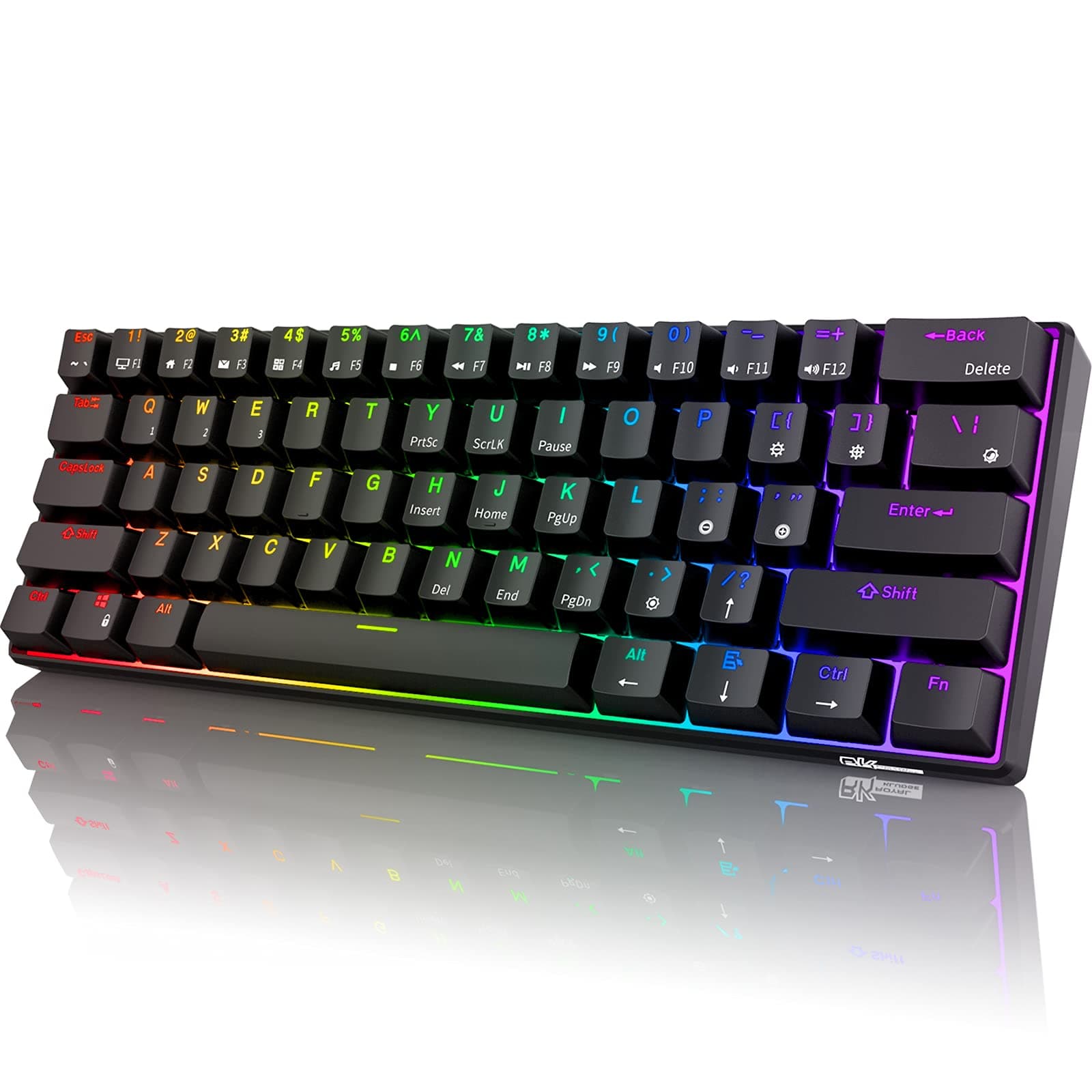 RK ROYAL KLUDGE RK61 2.4Ghz Wireless/Bluetooth/Wired 60% Mechanical Keyboard, 61 Keys RGB Hot Swappable Red Switch Gaming Keyboard with Software fo...