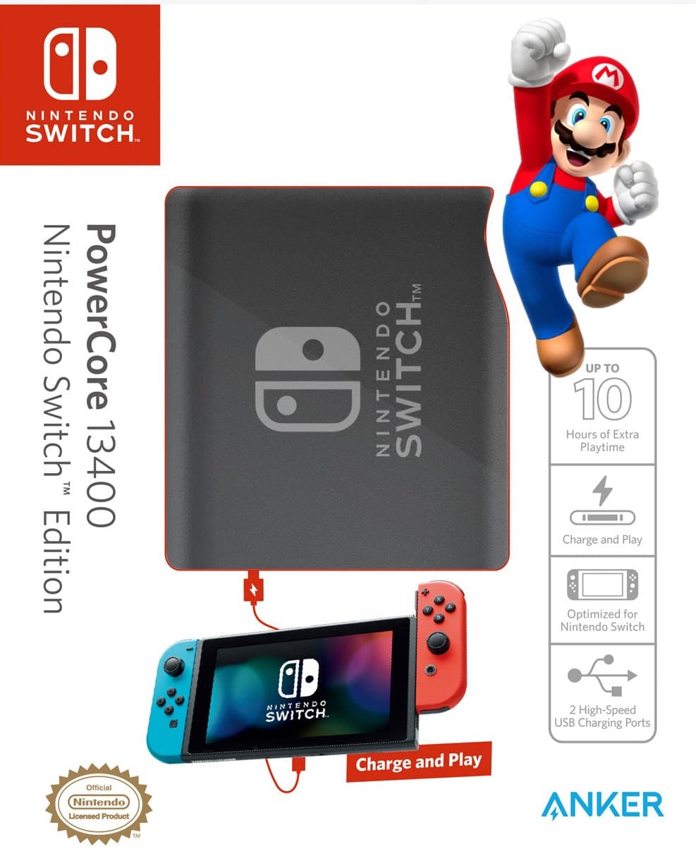 [Power Delivery] Anker PowerCore 13400 Nintendo Switch Edition, The Official 13400mAh Portable Charger for Nintendo Switch, for use with iPhone X/8...