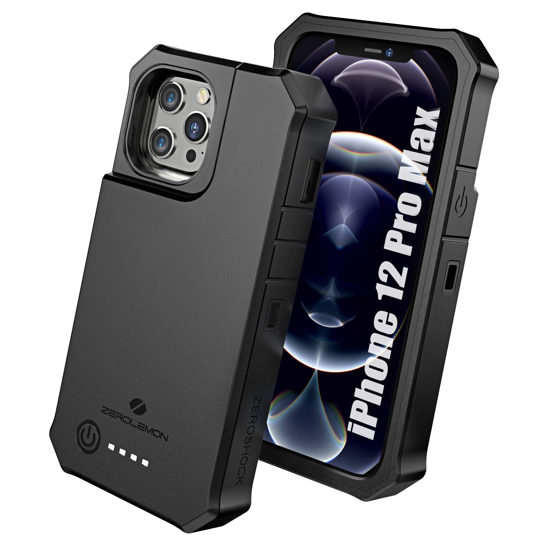 ZEROLEMON iPhone 12 Pro Max Battery Case 10000mAh, Wireless Charging & Lightning Headphone Supported, RuggedJuicer Extended Battery Charger Case fo...