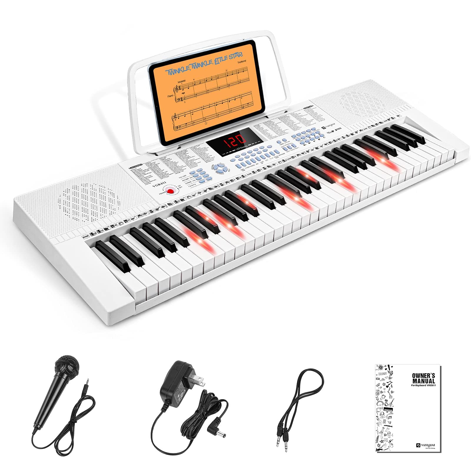 Vangoa Piano Keyboard for Beginner, 61 Keys Piano Portable Music Keyboard Early Education Music Instrument with Lighted Mini-size Keys, for Kids Bo...