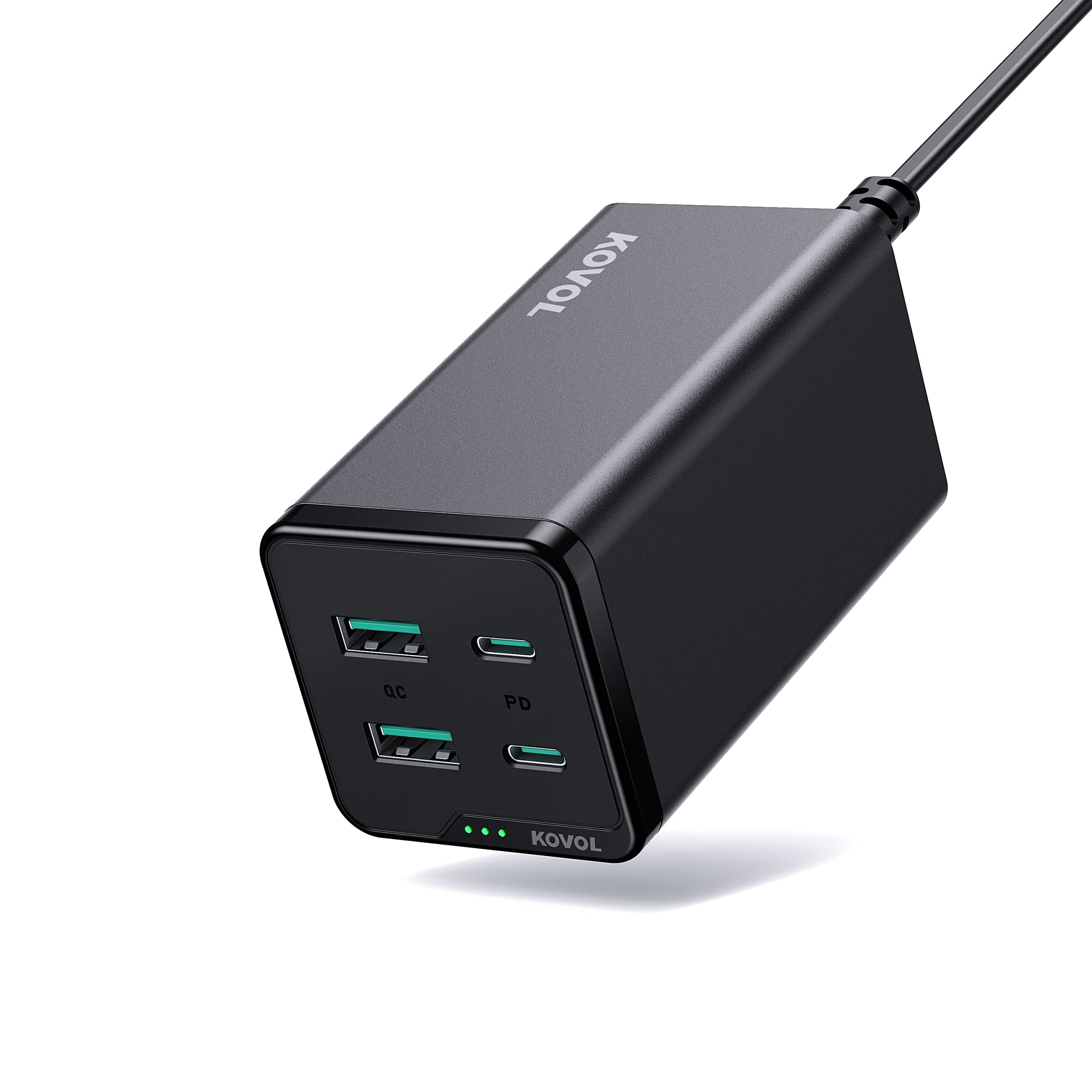 USB C Charger, KOVOL 120W GaN III USB C Charging Station, Powerful USB C Charger 100W, 4 Port Desktop Fast PD 3.0 Charger for MacBook Pro/Air, Dell...