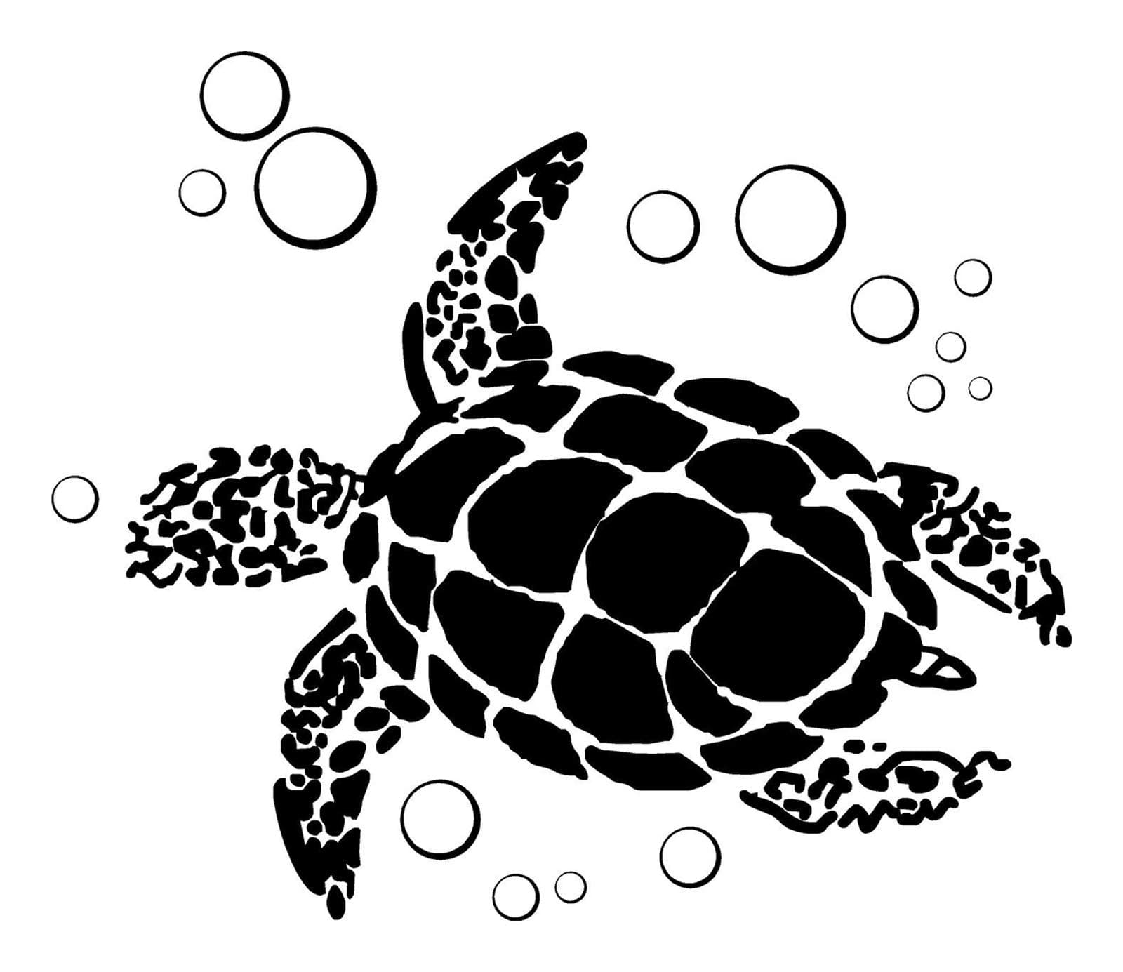 Frankies Cajun Customs Sea Turtle with Bubble Vinyl Decal Wall, Car, Laptop - Green - 30 inch