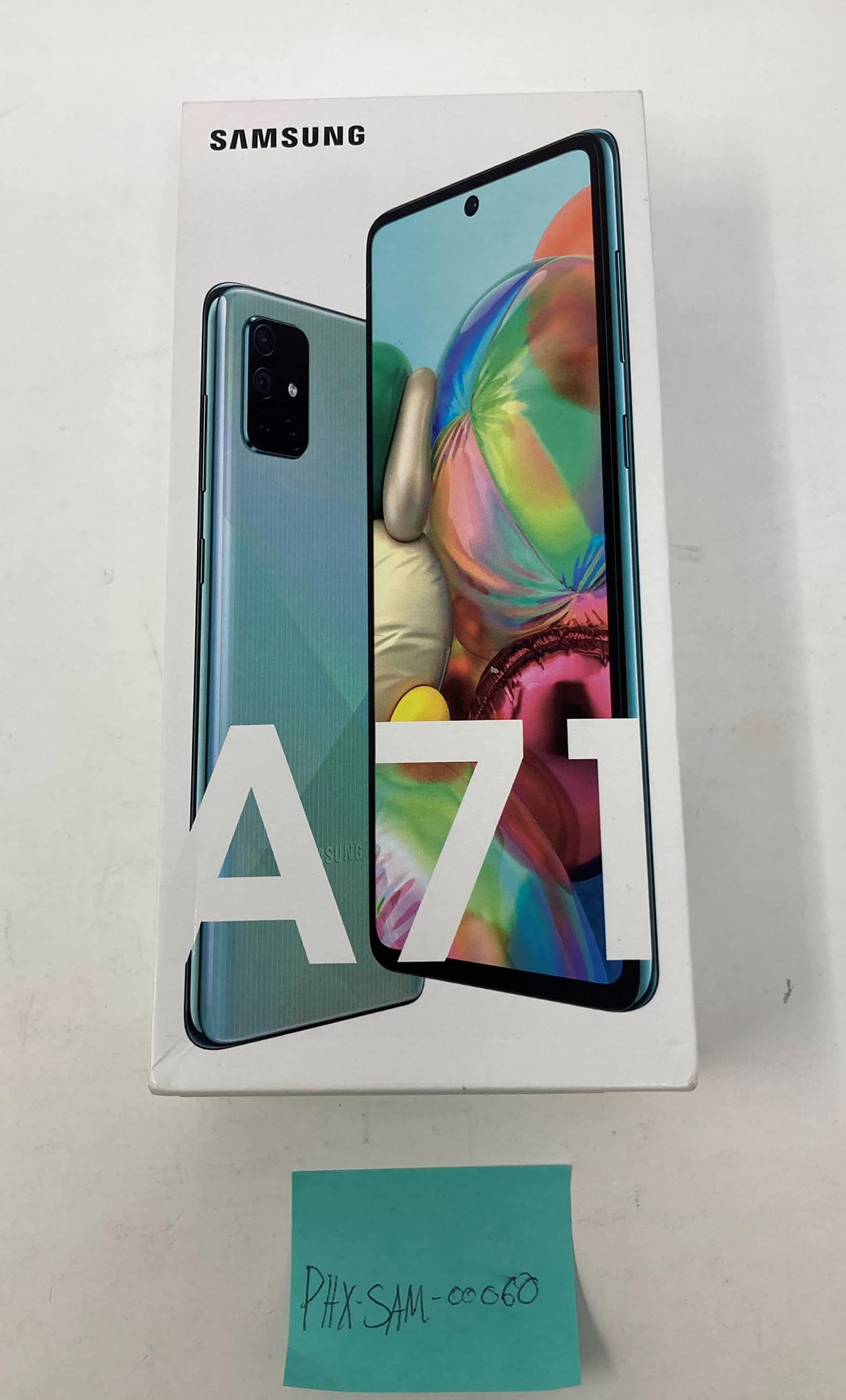 Samsung Galaxy A71 A715F/DS, 4G LTE, International Version (No US Warranty), 128GB, 6GB, Blue - GSM Unlocked - 64GB SD + Case Bundle