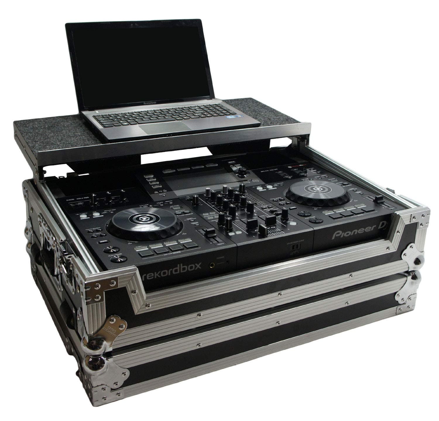 Harmony HCXDJRRLT Flight Angle Glide Laptop Stand DJ 1U Rack Case Compatible with Pioneer XDJ-RR