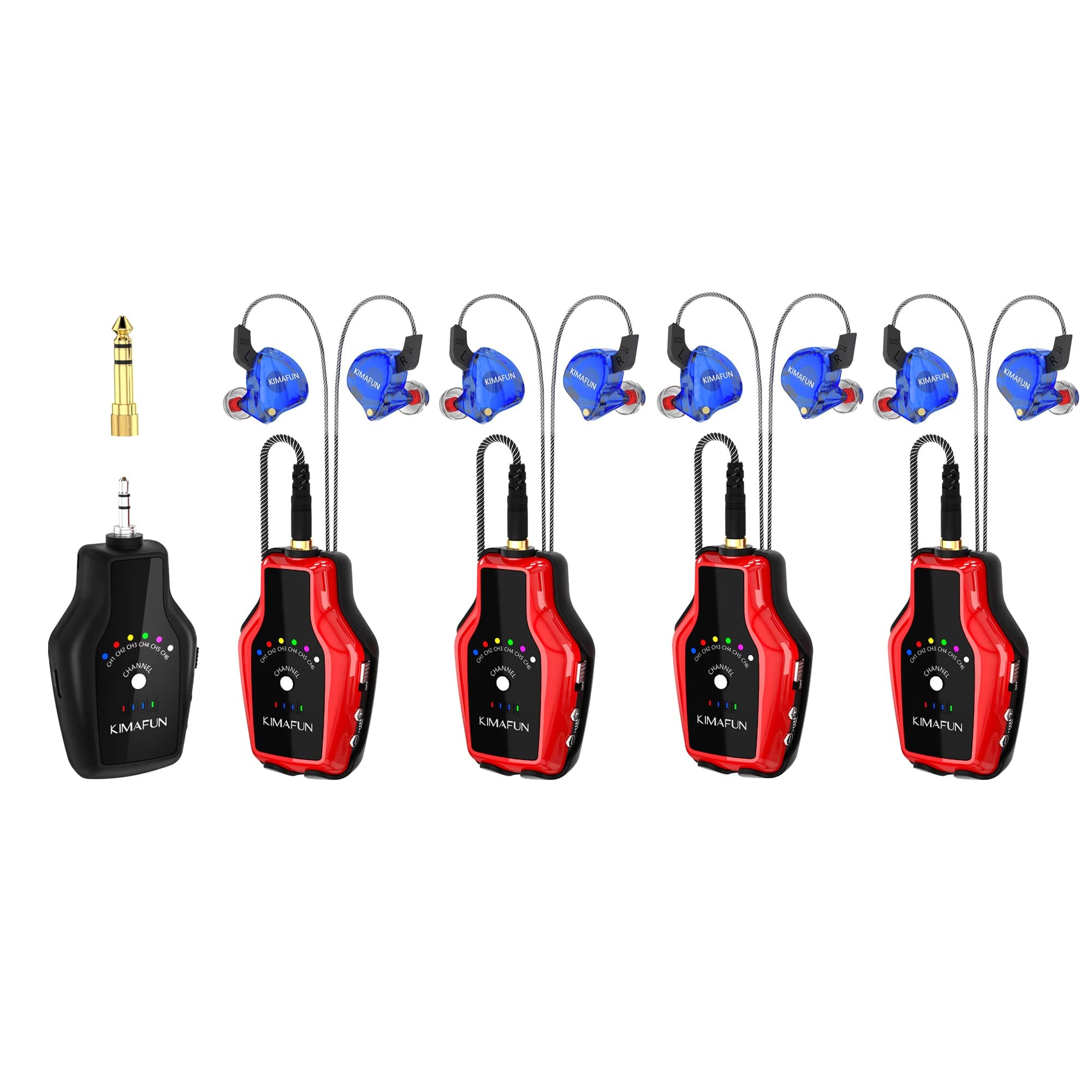 KIMAFUN 2.4G Wireless in-Ear Monitor System IEM System Transmitter Beltpack Receiver for Stage Performance, Band Rehearsal, Guitar Amplifier, Bass ...