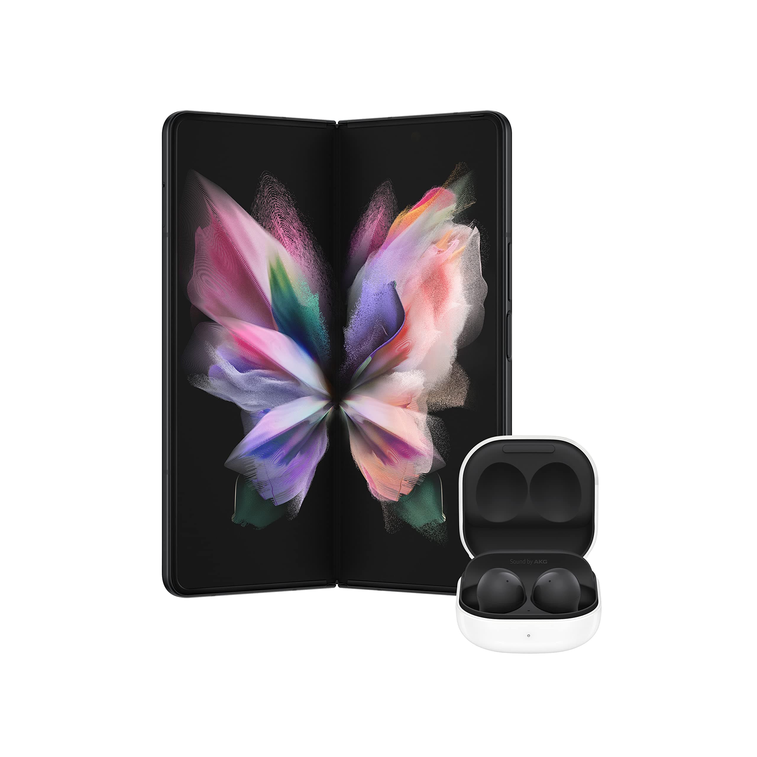 Galaxy Z Fold 3 5G Factory Unlocked Android Cell Phone US Version Smartphone Tablet, Phantom Black & 2 True Wireless Earbuds Noise Cancelling Ambie...