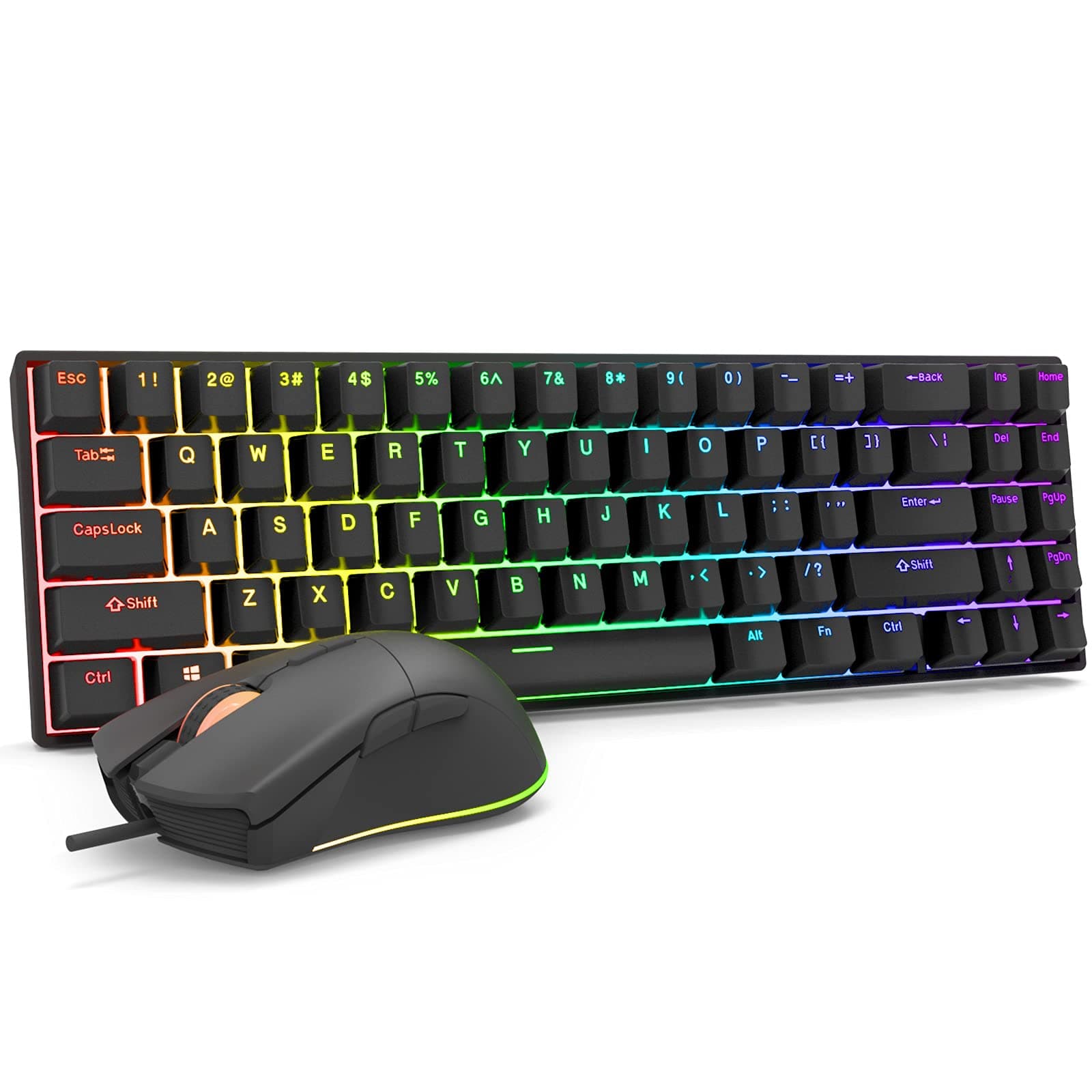 RK ROYAL KLUDGE RK71 Wireless/Wired Mechanical Keyboard and 7200 DPI Gaming Mouse, 71 Keys RGB Blue Switch Hot Swappable Compact Gaming Keyboard fo...
