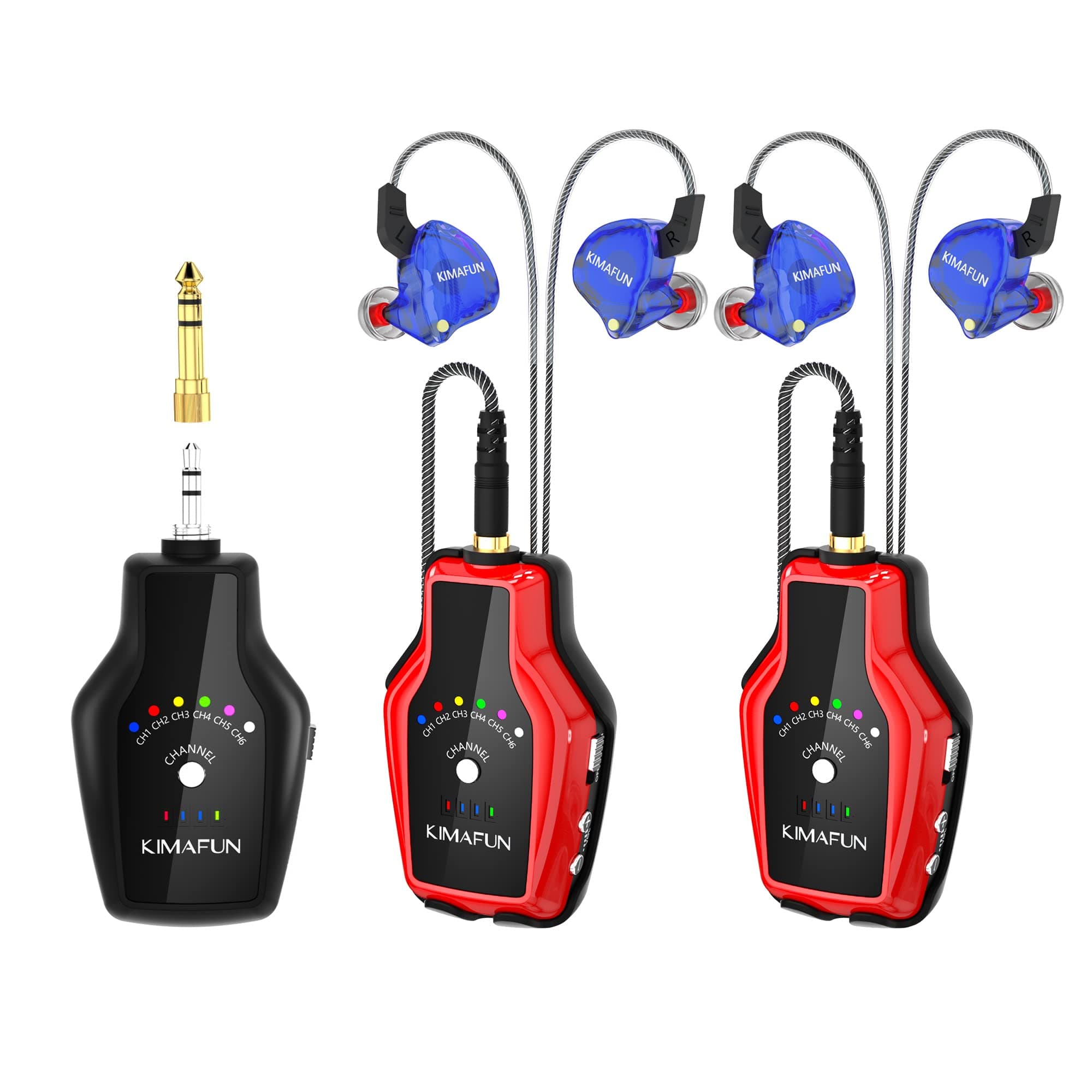 KIMAFUN 2.4G Wireless in-Ear Monitor System IEM System Transmitter Beltpack Receiver for Stage Performance, Band Rehearsal, Guitar Amplifier, Bass ...