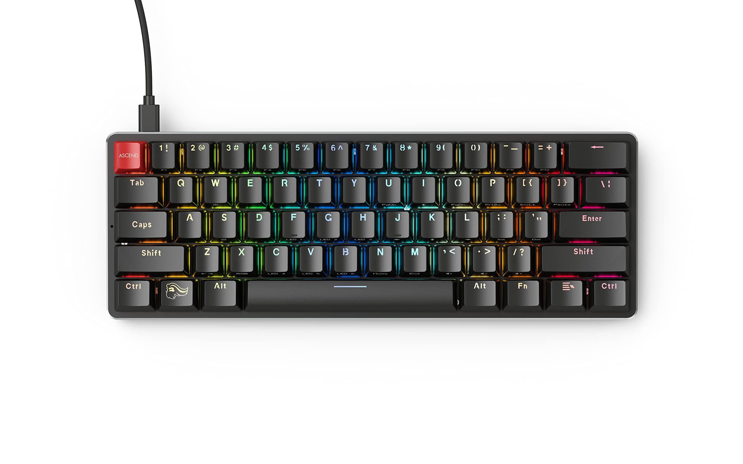 Glorious Custom Gaming Keyboard - GMMK 60% Percent Compact - USB C Wired Mechanical Keyboard - RGB Hot Swappable Switches & Keycaps - Black Metal T...