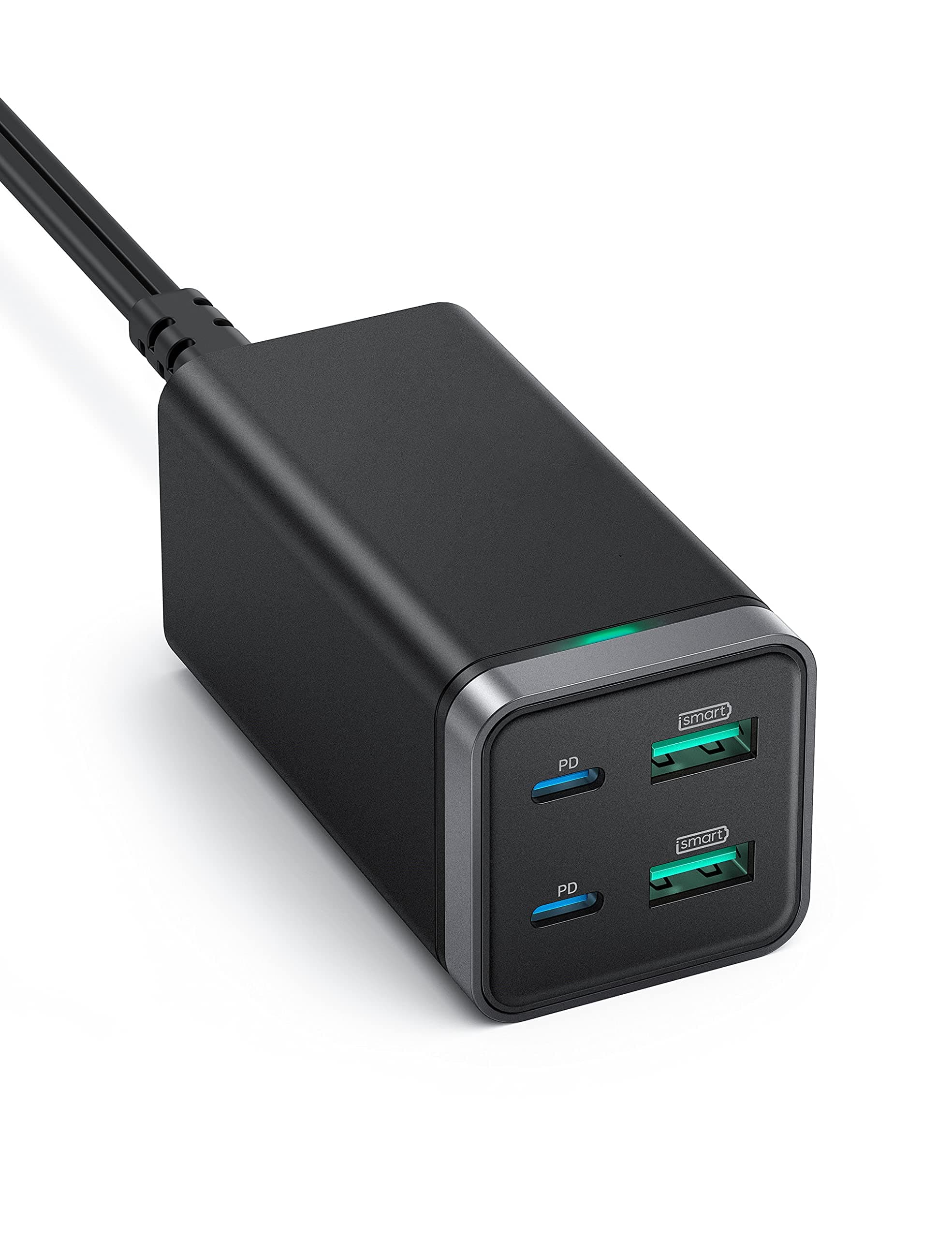 USB C Charger iSmart 65W 4-Port Desktop USB Charging Station with 2 USB C Ports 2 USB A Ports Compatible for MacBook Pro Air iPhone 13 Pro 12 Pro Max
