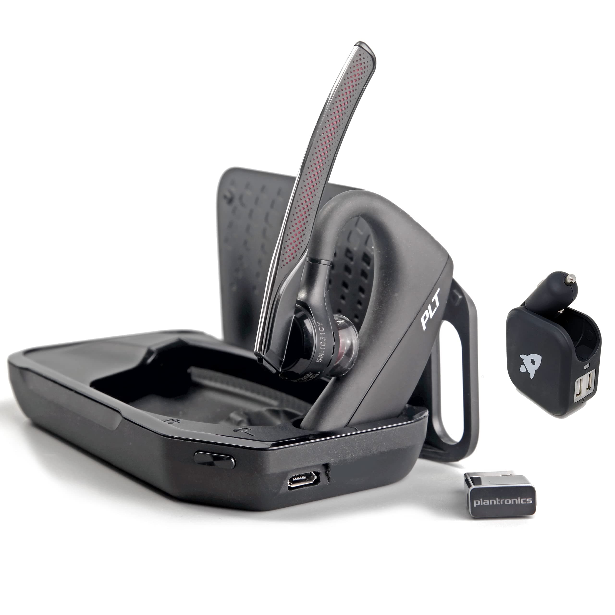 Plantronics Voyager 5200-UC Bluetooth Headset Bundle 206110-01 - for Smartphones, PC, iOS, Mac, Softphones, Tablets Includes 2-port USB Charger - V...