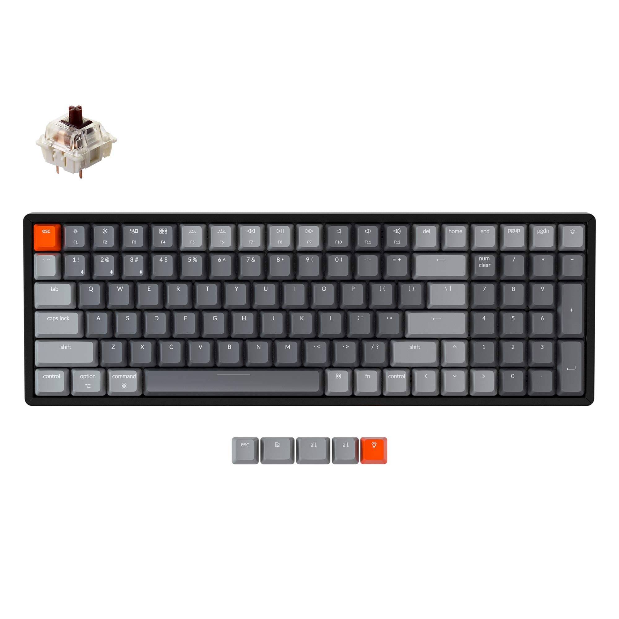 Keychron K4 Wireless Bluetooth/USB Wired Gaming Mechanical Keyboard, Compact 100 Keys RGB LED Backlit Gateron G Pro Brown Switch N-Key Rollover, Al...