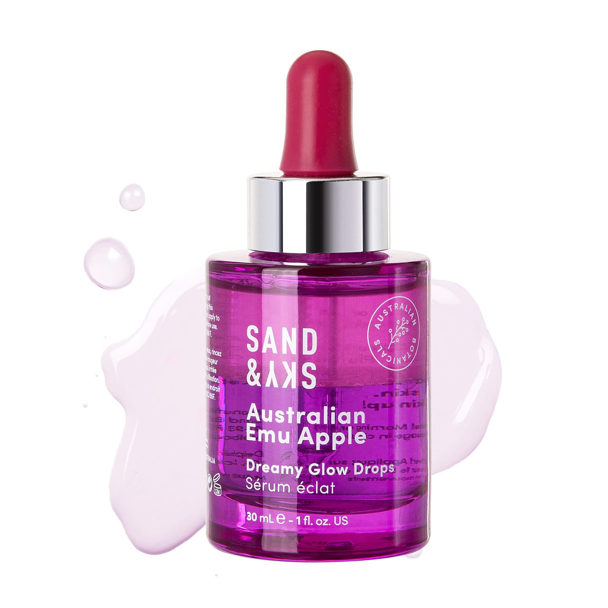 Sand & Sky Australian Emu Apple Dreamy Glow Drops - Bi-Phase Hyaluronic Acid Serum with Vitamin C and Jojoba Oil Facial Serum Face Care
