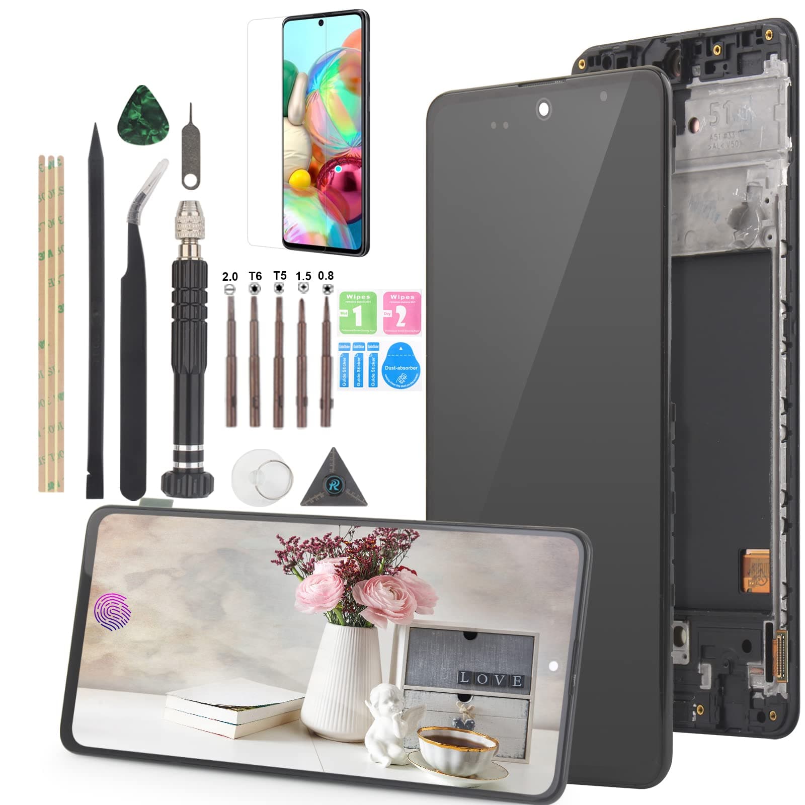 YWLRONG LCD Screen for Samsung Galaxy A51 2019 OLED Screen Replacement LCD Display Digitizer Assembly Screen Touch Panel A515U A515A SM-A515F/DS SM...