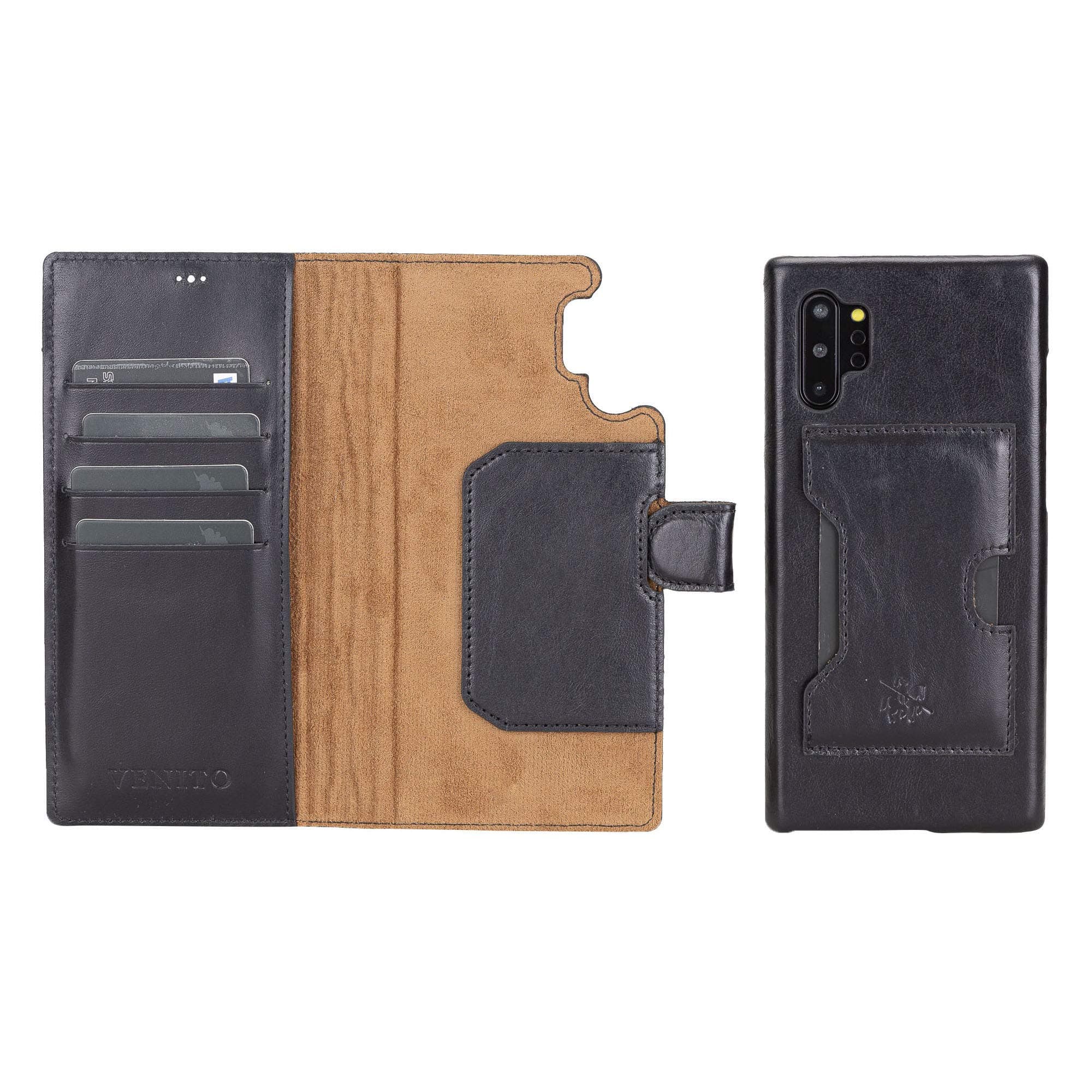 Venito Florence Leather Wallet Phone Case Compatible with Samsung Galaxy Note 10 Plus - Extra Secure with RFID Blocking - Detachable Phone Wallet (...