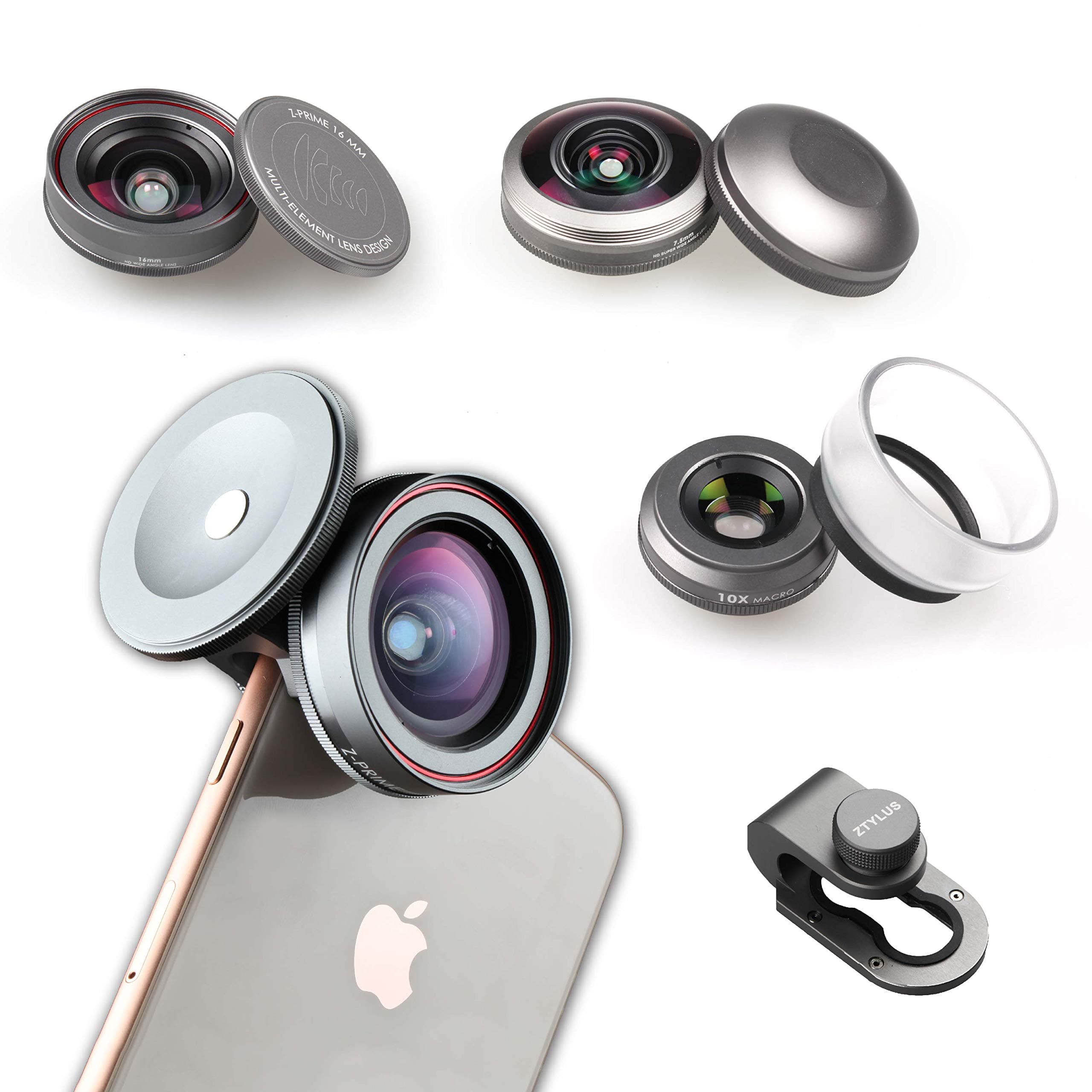 Ztylus Z-Prime Mark III 3+1 Lens Kit for Apple iPhone SE 2020/7 / 8/7 Plus / 8 Plus/X/XS/XR/XS MAX (Fisheye + Wide Angle + Macro Lens + Lens Clip A...