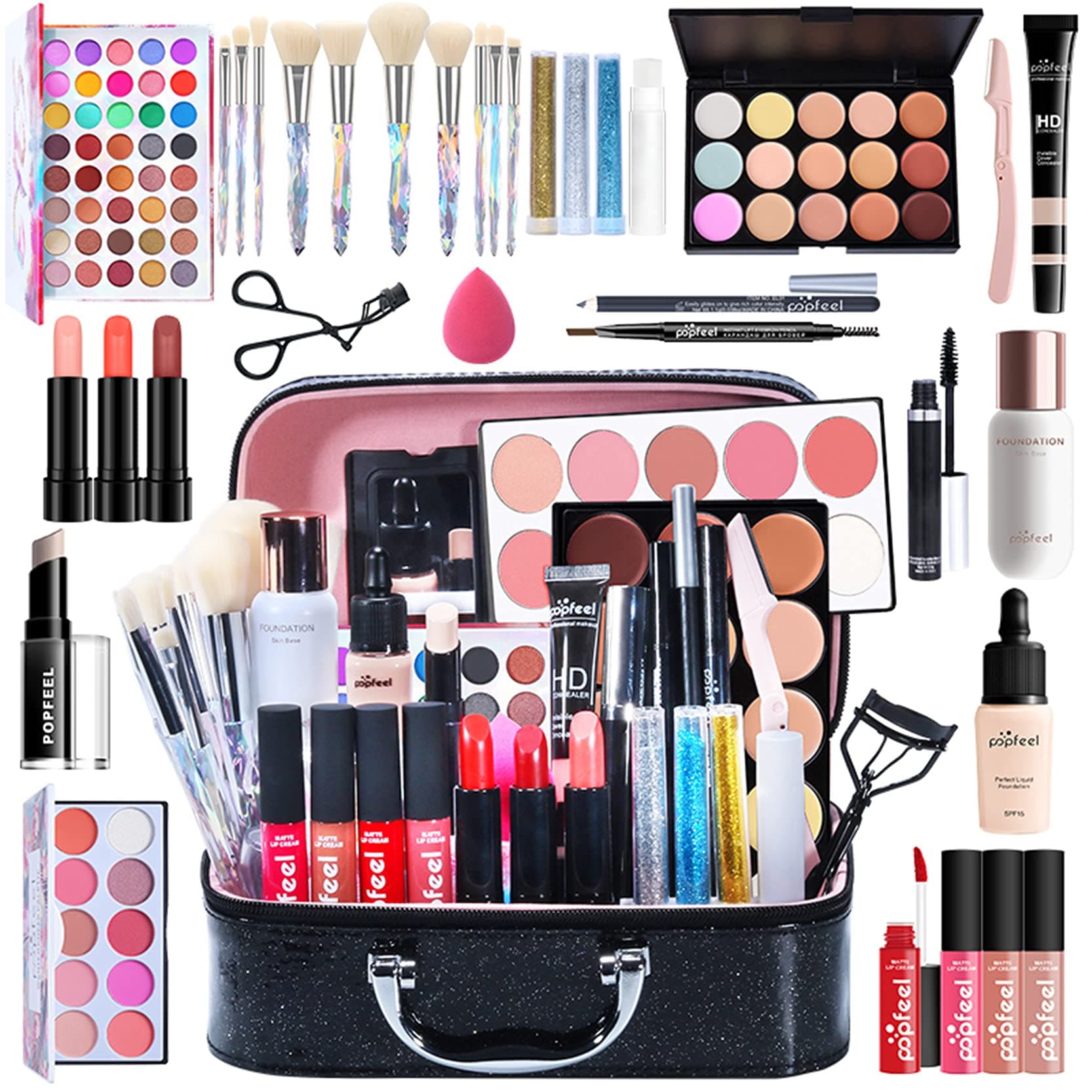 Joyeee All-in-One Makeup Gift Set Travel Makeup Kit Complete Starter Makeup Bundle Lipgloss Lipstick Concealer Blushes Powder Eyeshadow Palette Cos...
