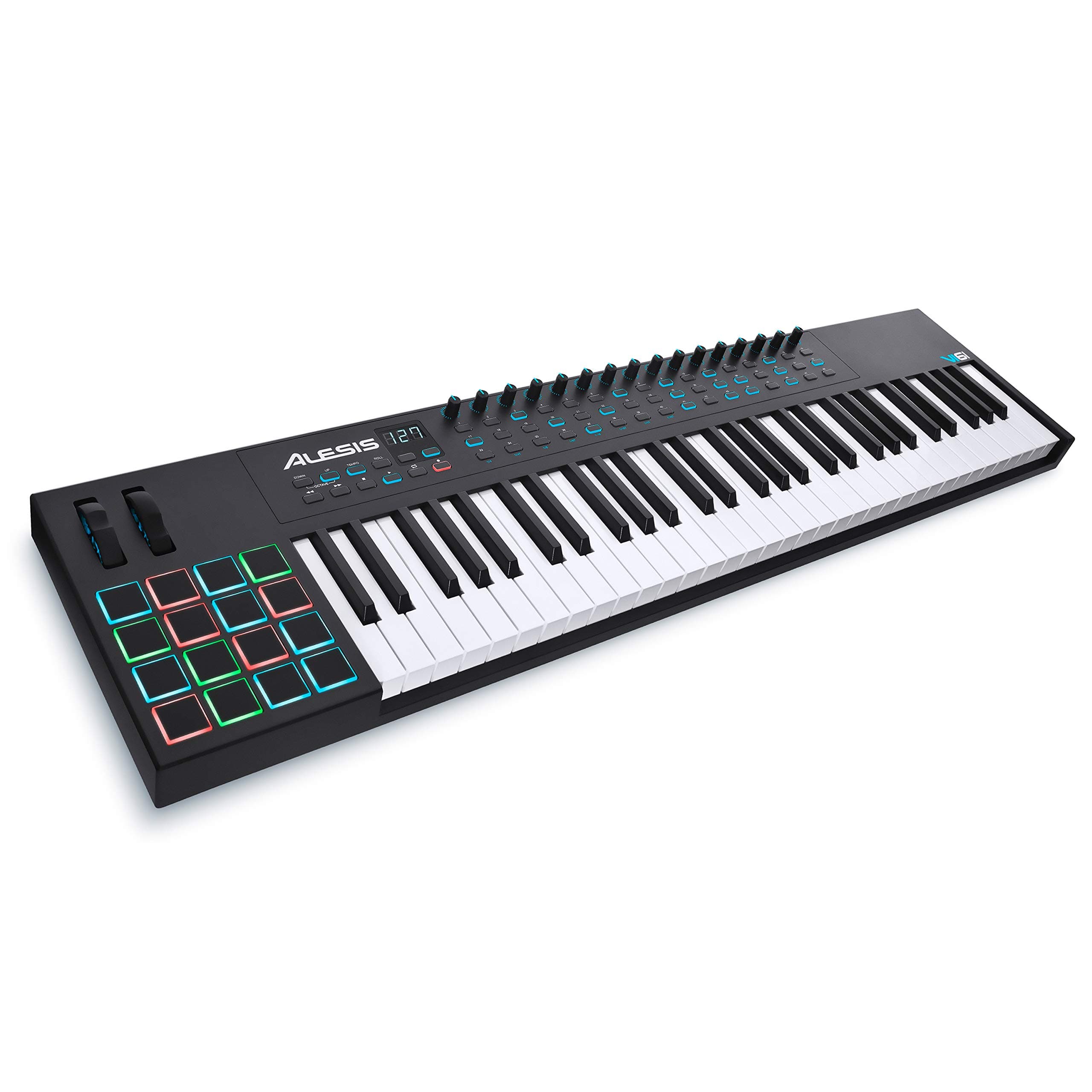 Alesis VI61 - 61 Key USB MIDI Keyboard Controller with 16 Pads, 16 Assignable Knobs, 48 Buttons and 5-Pin MIDI Out Plus Production Software Included