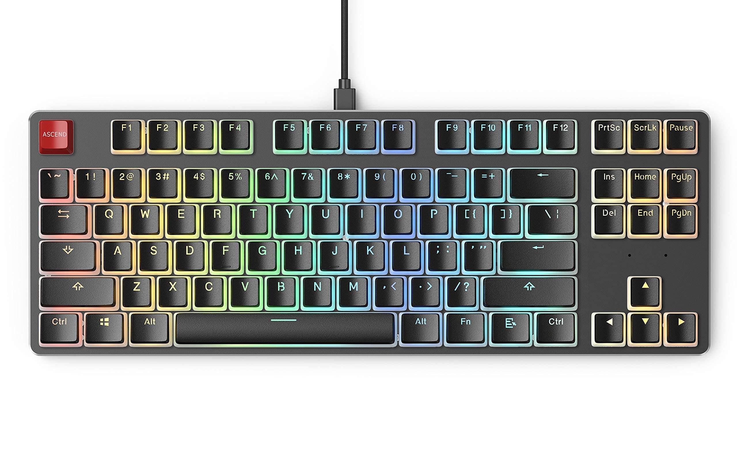 (Barebone Keyboard + Keycaps) Glorious GMMK Modular Mechanical Gaming Keyboard - Barebone Edition, TKL + Glorious Black Aura Keycaps (Bundle)
