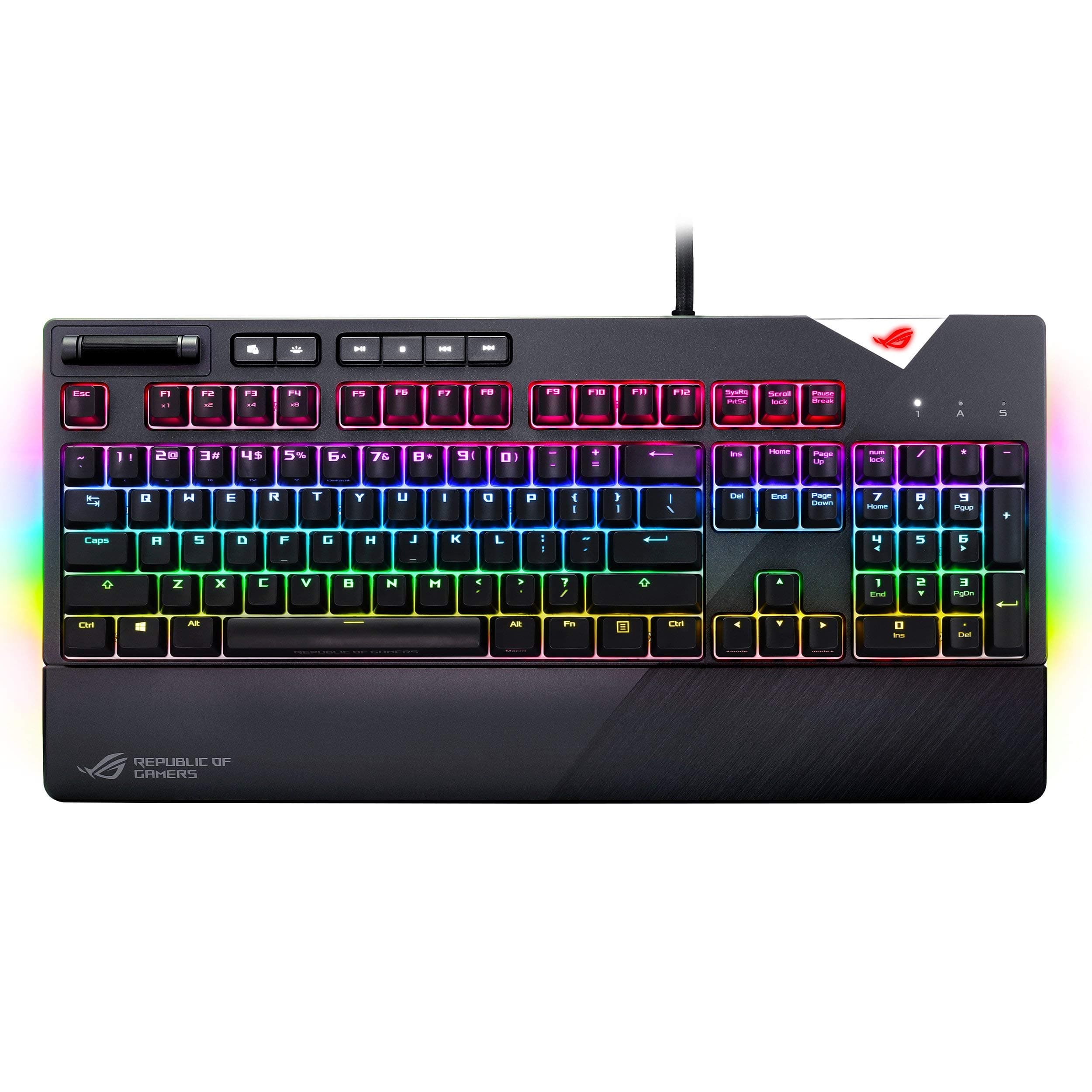 Asus ROG Strix Flare (CMSS) RGB Mechanical Gaming Keyboard with (Cherry MX Speed Silver) Switches, Aura Sync RGB Lighting, Customizable Badge, USB ...