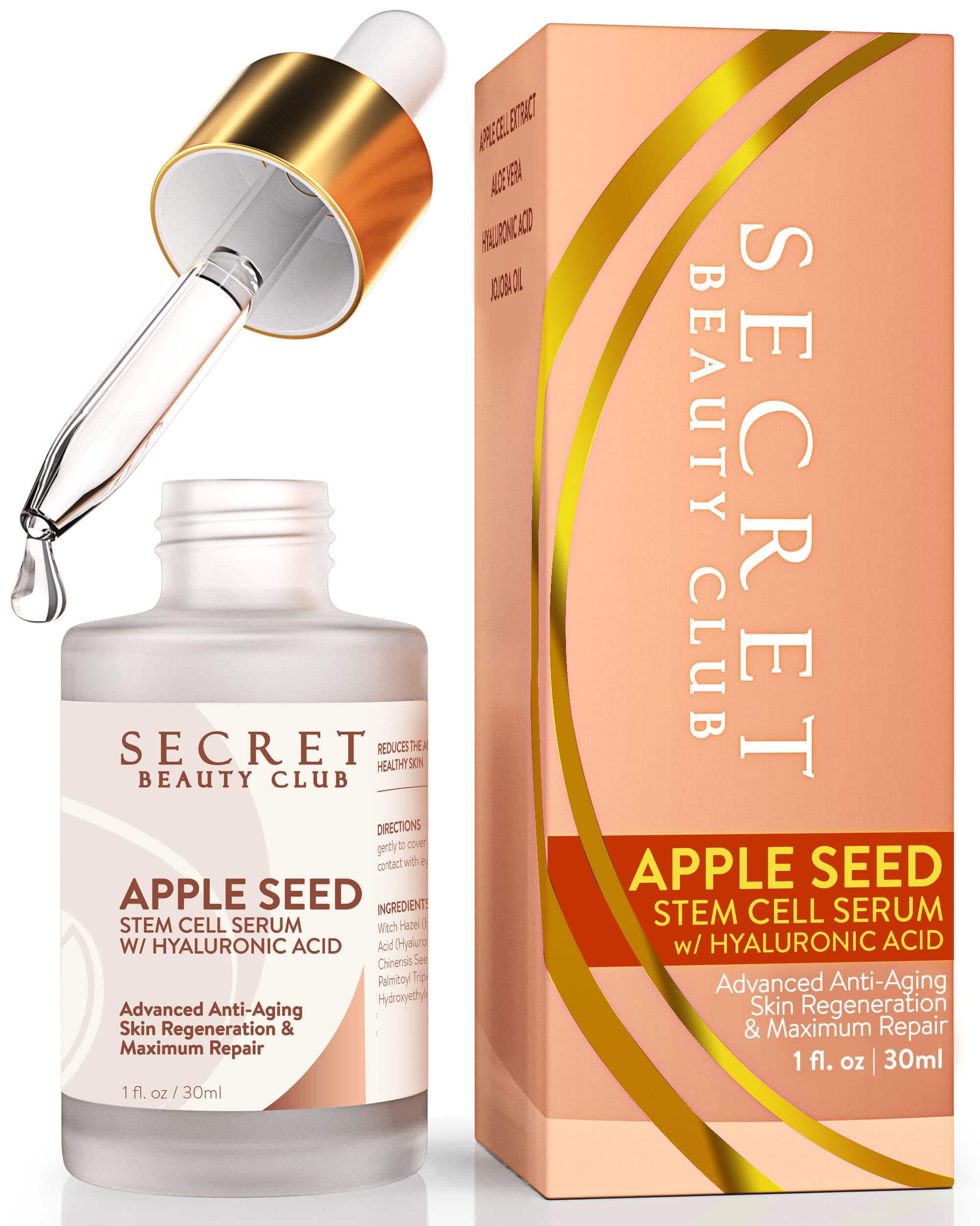 Apple Seed Stem Cell Serum for Face with Hyaluronic Acid - Advanced Anti-Aging & Anti-Wrinkle Serum Reduces Fine Lines, Boosts Collagen & Hydration...