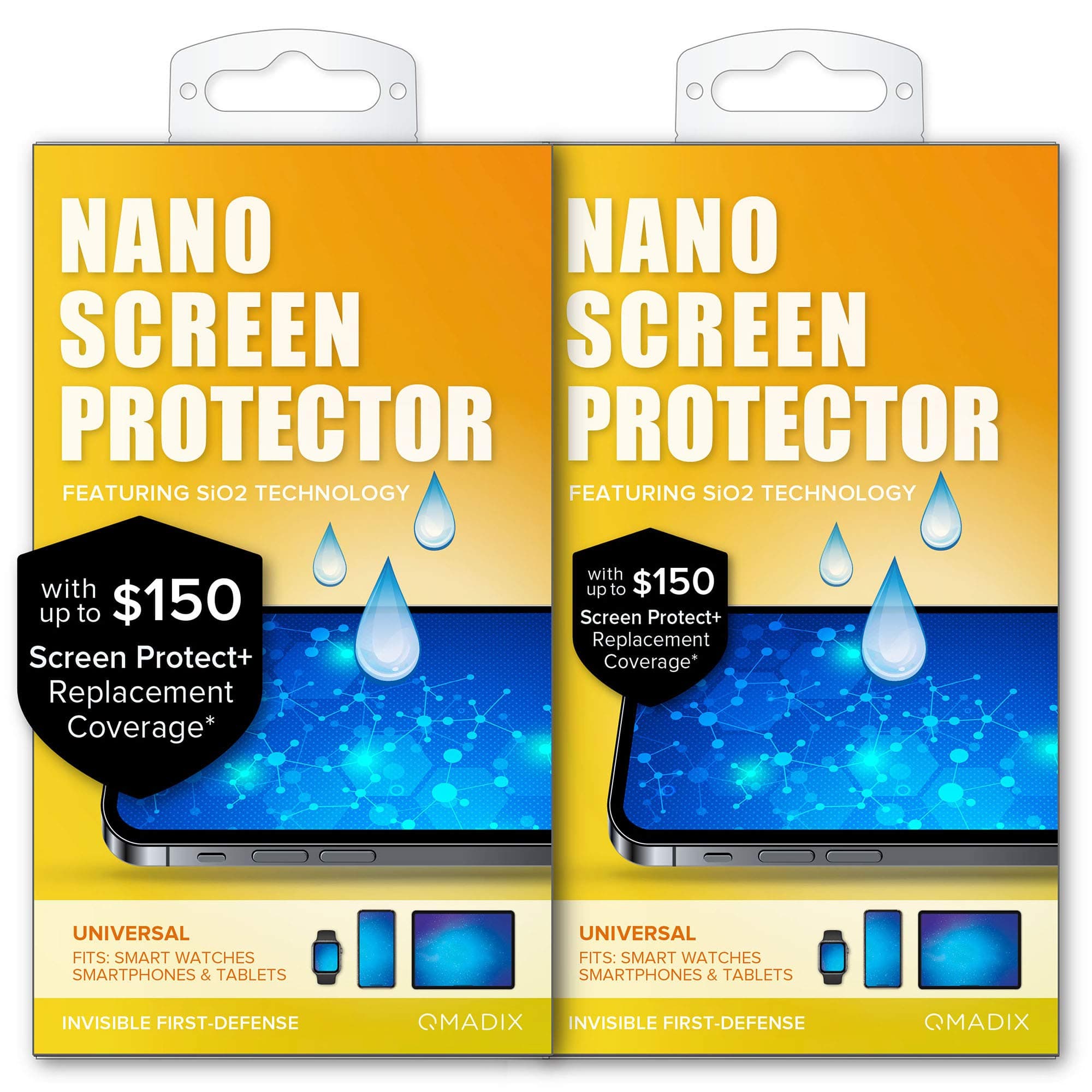 QMADIX $150 Replacement Guarantee 2 Pack- Invisible Nano Liquid Glass Screen Protector [Scratch Resistant] for all iPhone, iPad, Apple Watch, Samsu...