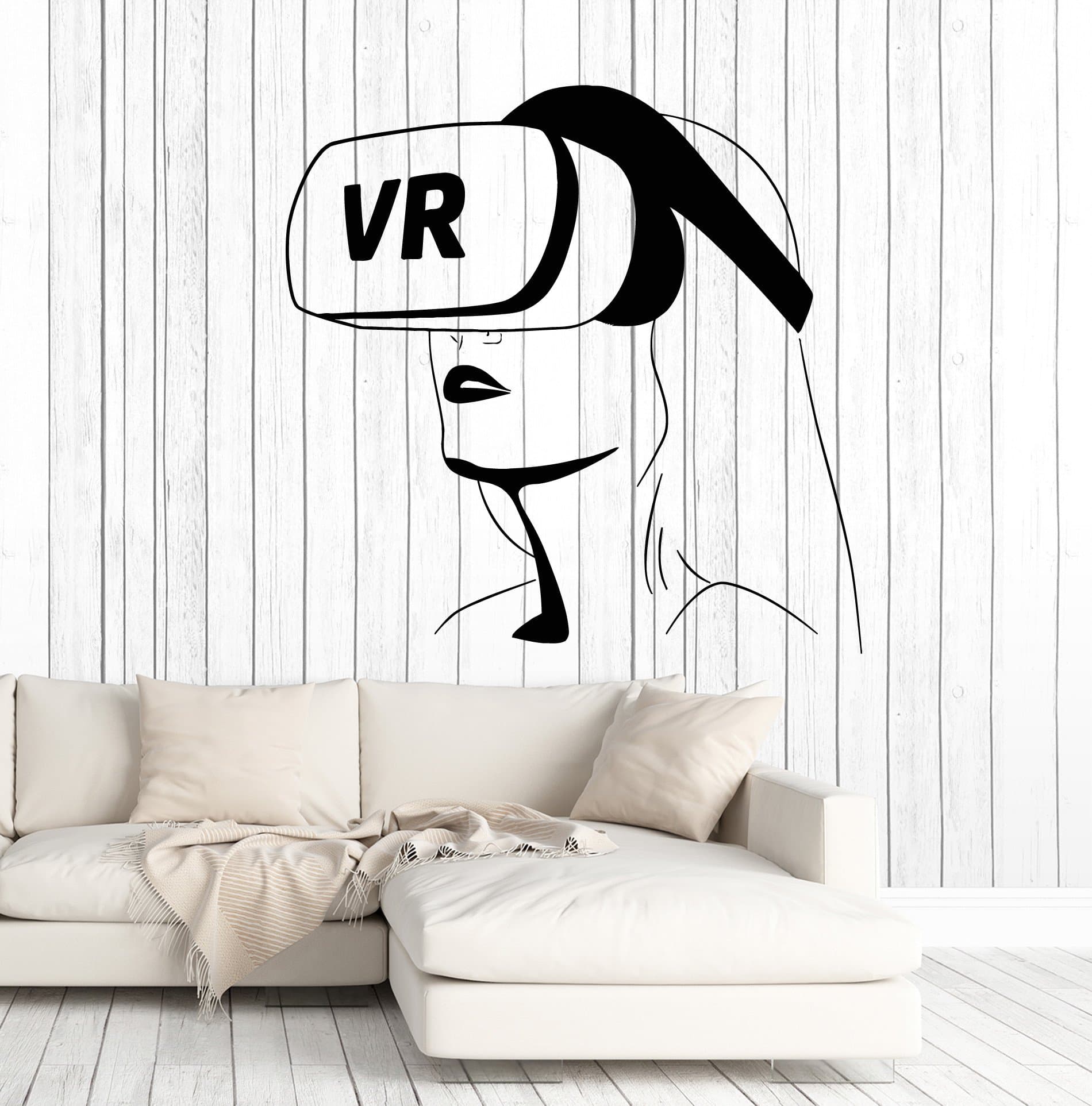 Vinyl Wall Decal VR Headset Virtual Reality Woman Video Games Stickers Mural Large Decor (ig5055) Purple