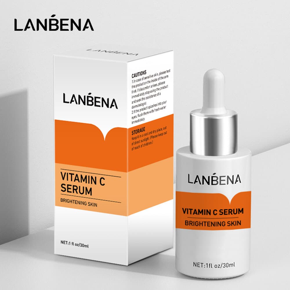 LANBENA Serum vitamin C Xóa tàn nhang Làm mờ vết tối Chống lão hóa Làm trắng Dưỡng ẩm Serum dưỡng da mặt