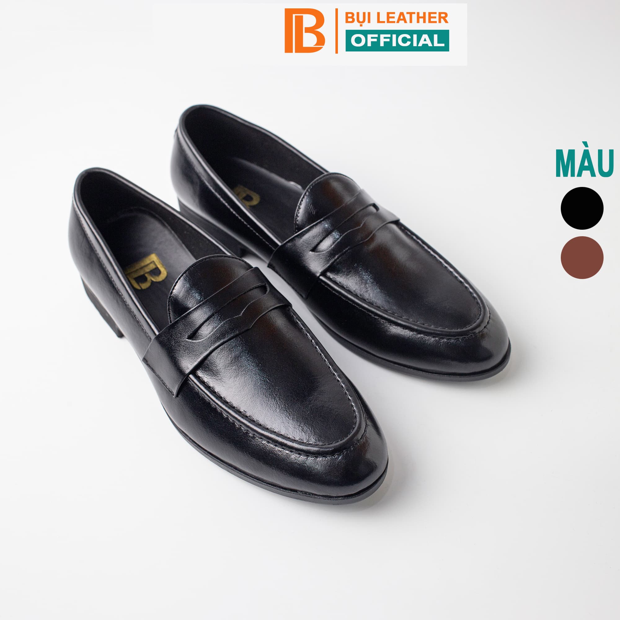 Giày lười da nam công sở Bụi Leather G120 - Da bò Nappa cao cấp - Bảo hành 12 tháng - 40 - Màu Đen