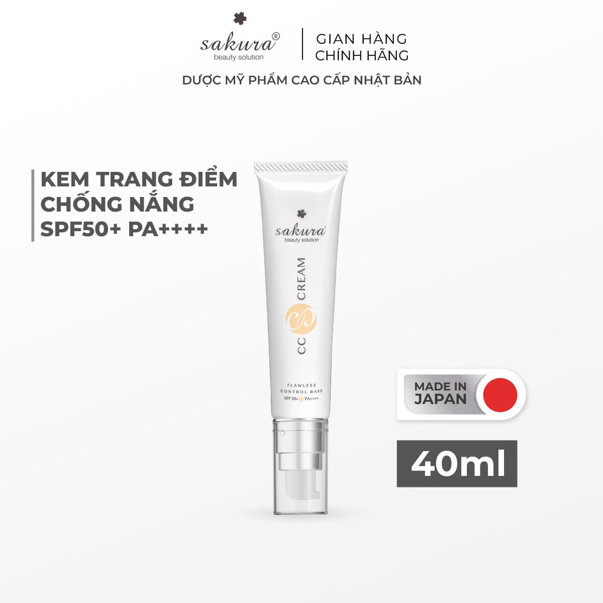 Kem Trang Điểm Chống Nắng Sakura CC Cream Flawless Control Base40ml