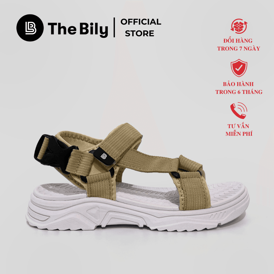 Thương hiệu THE BILY Giày Sandal Nam The Bily Quai Chéo - Đế Trắng Lót Trắng Màu Vàng BLDTMT01 - 36