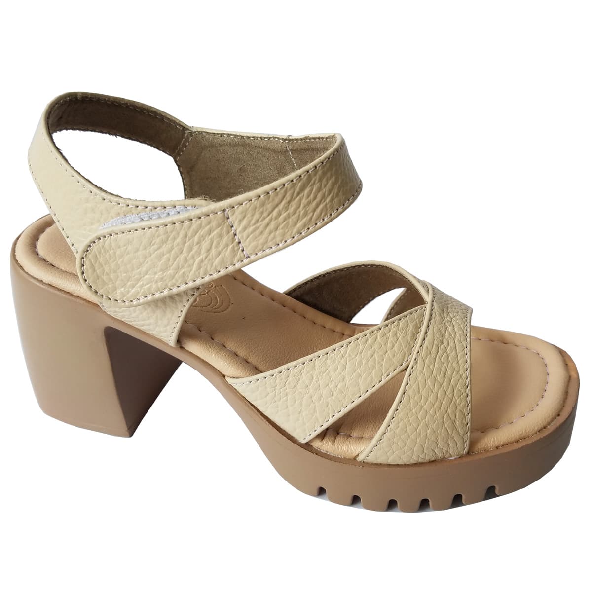 Giày Sandal Cao Gót BIGGBEN Da Bò Thật Cao 7 Phân SDCG96 - kem - 39