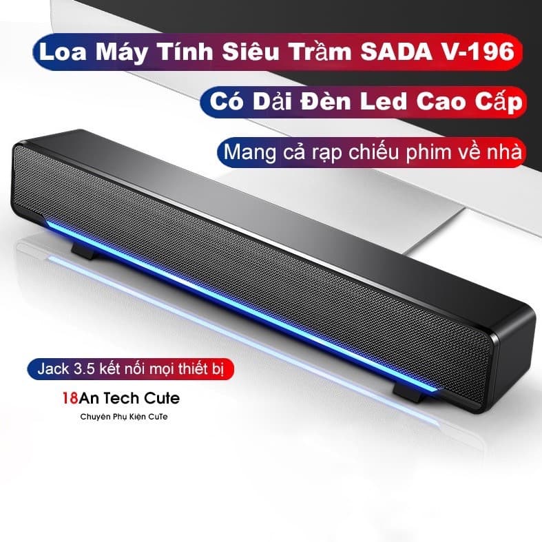 Loa Máy Tính Doron V-196 - Âm Thanh Siêu Trầm 4D, Bass Êm - Hàng Chính Hãng - Màu đen