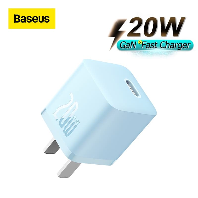 Củ sạc nhanh Baseus GaN5 Fast Charger 1C 20W Hàng chính hãng - Xanh dương - Thường