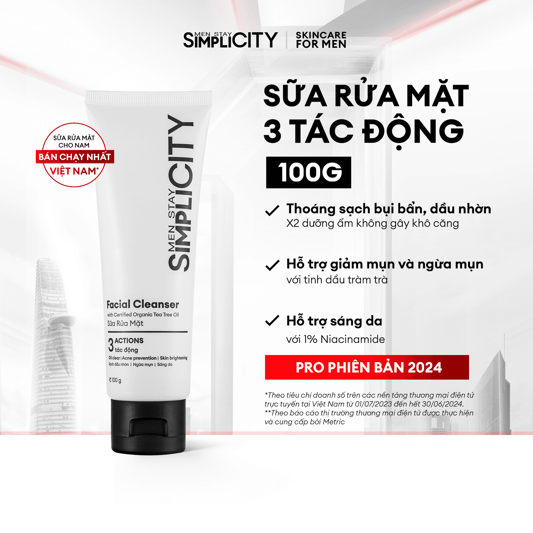 Sữa rửa mặt dưỡng ẩm Facial Cleanser Men Stay Simplicity