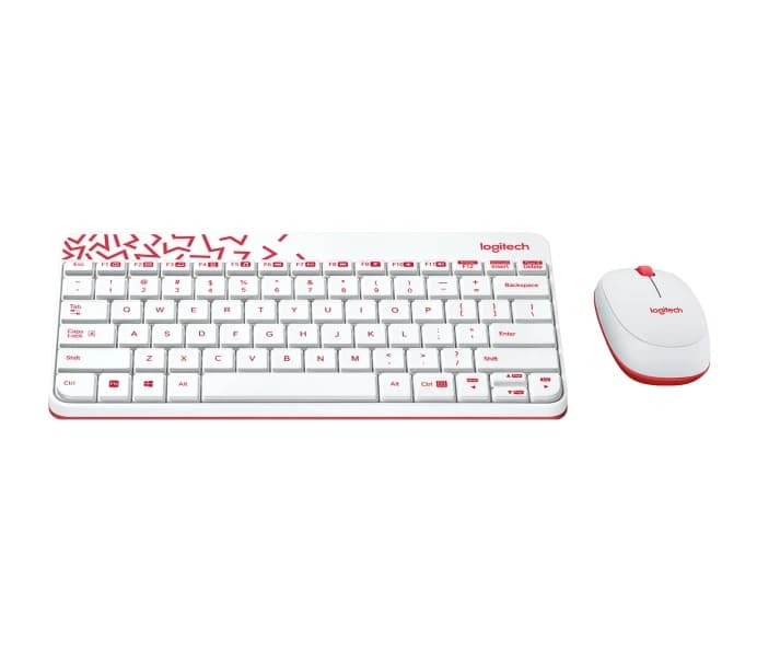 Combo chuột phím không dây Logitech MK240 - nhỏ gọn, 1 đầu thu USB, không dây 10m, pin lâu vượt trội - Hàng chính hãng - Trắng-Đỏ
