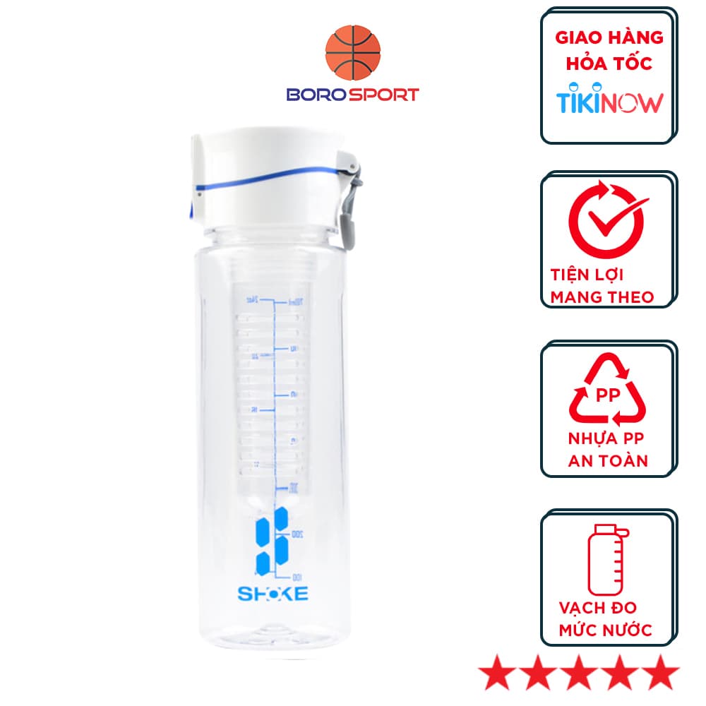 Bình nước thể thao tập gym  có ngăn lọc đựng trái cây chất liệu TRITAN  dung tích 800ml CLEACCO dòng SHOKE - Hàng chính hãng - Xanh