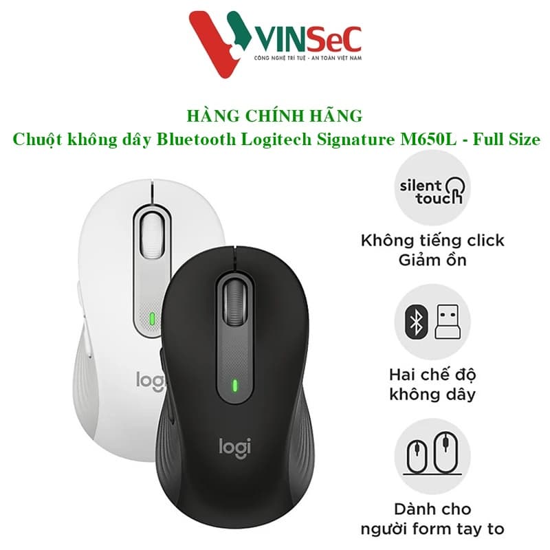 Chuột không dây Bluetooth Logitech Signature M650 L - Hàng Chính Hãng - Màu than chì