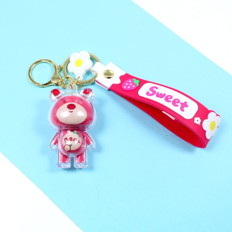 Móc Khóa Gấu Dâu Dây treo Key Chain Treo Balo Túi Xách Hàng chính hãng - Gấu Đỏ