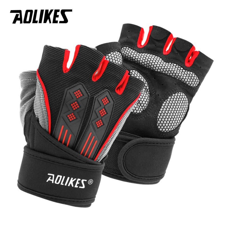 Găng tay tập gym cao cấp AOLIKES A-115 Fitness gloves - Red - L