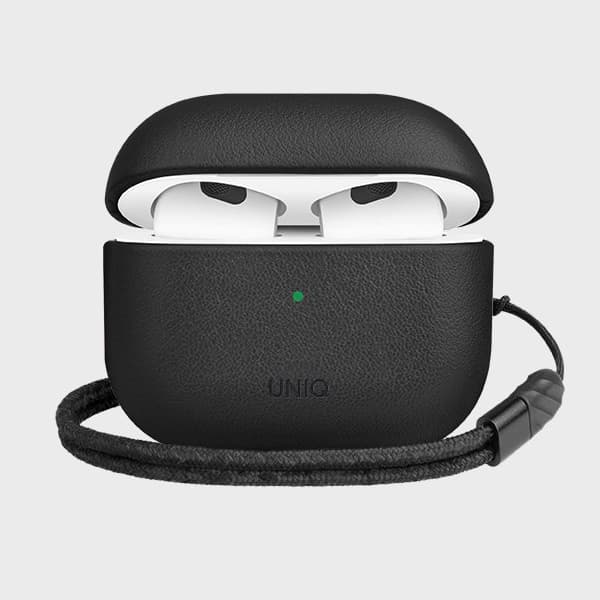Bao Case Ốp Da Thật UNIQ Terra Geniune Leather dành cho Airpods 3 - Hàng Chính Hãng - Đen