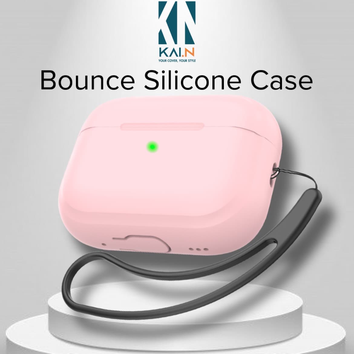 Ốp Silicon Cho Airpods PRO 2 Kai.NBounce Silicone Kèm Dây Đeo Hàng Chính Hãng - Stand Pink