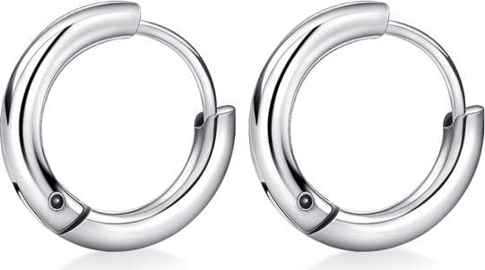 Bộ 2 bông tai nam inox khuyên tròn 10mm BT233 - Màu Bạc
