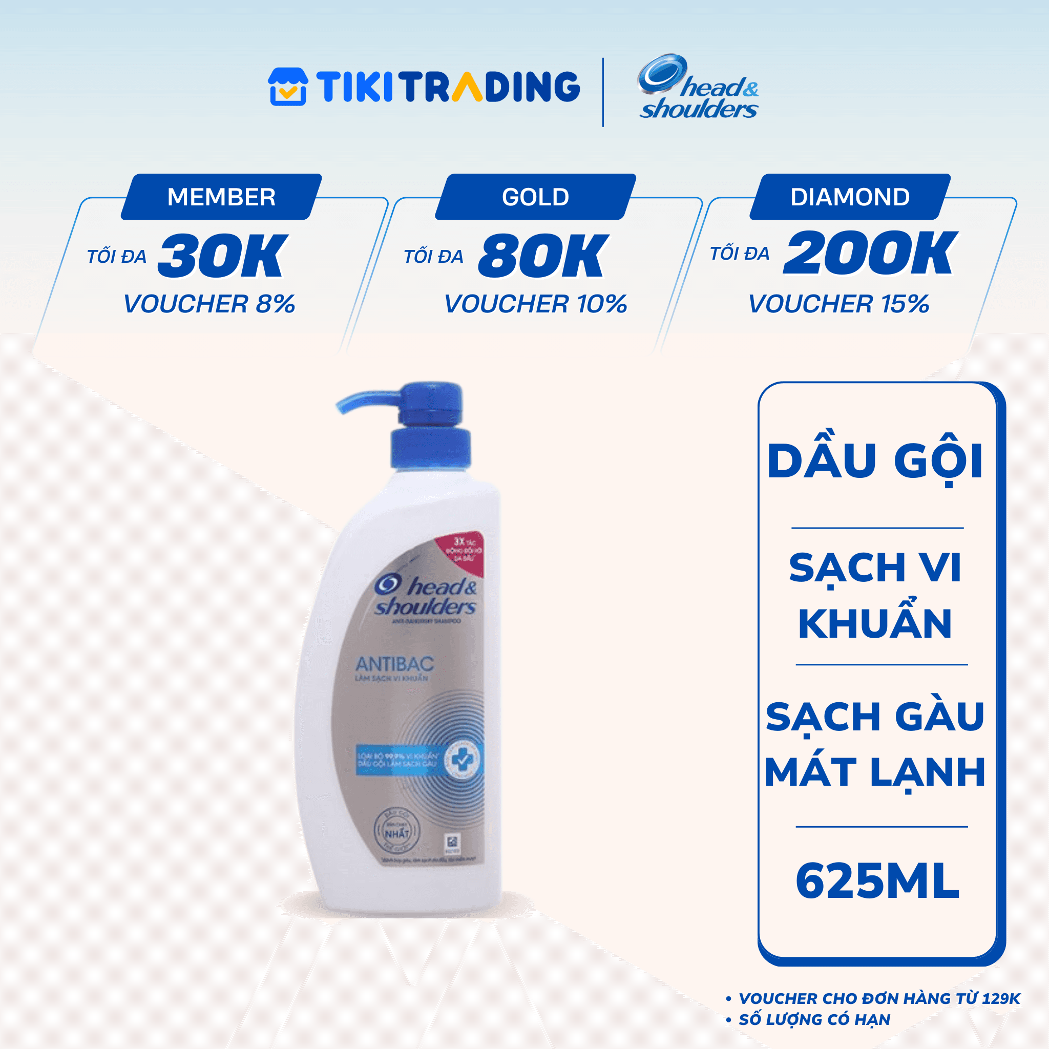 Dầu Gội HEAD & SHOULDERS Chai 625ml - Sạch Vi Khuẩn Pocari