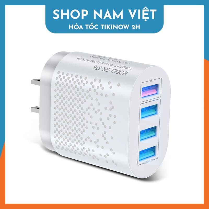 Củ Sạc USB 5V Loại Tốt 3 Cổng 4 Cổng - Hàng Chính Hãng NAVIVU - Sạc 4 cổng - Màu Trắng