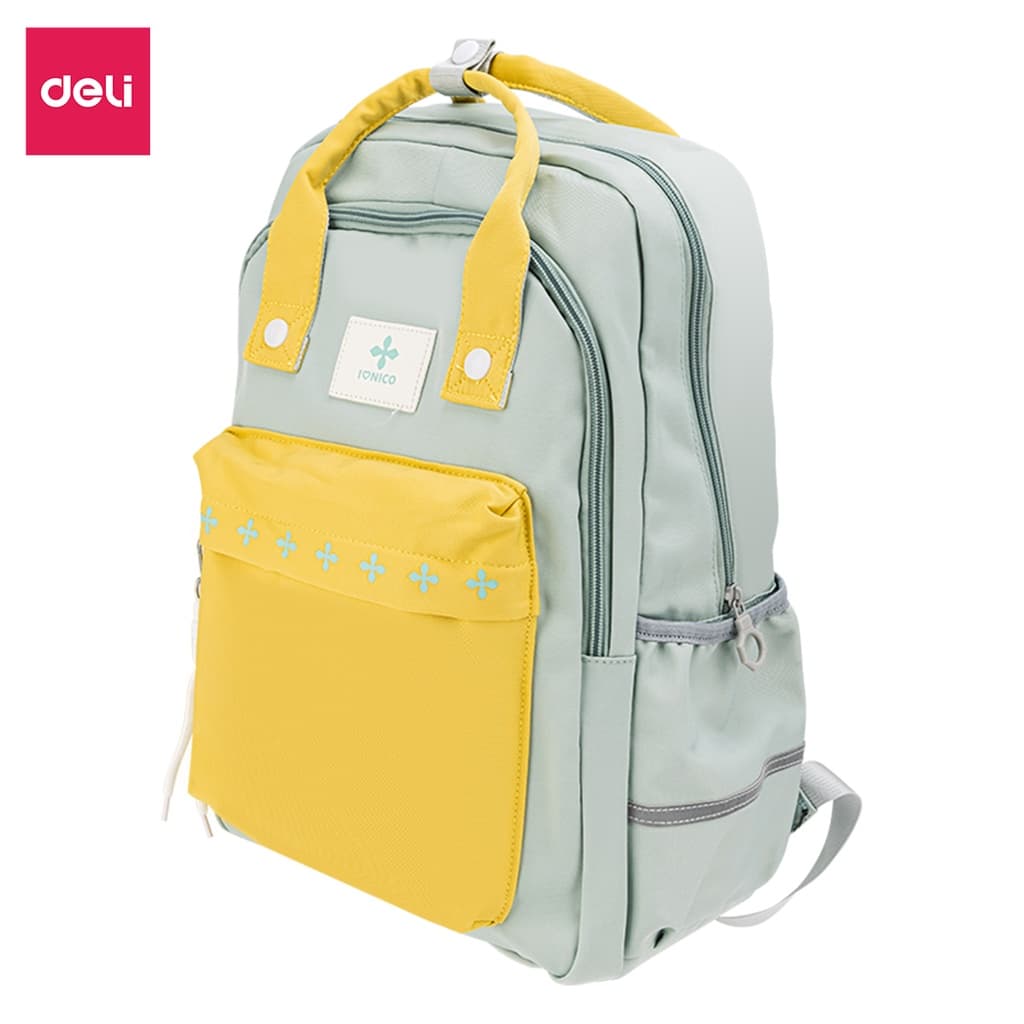 Balo Đi Học Hàn Quốc Ulzzang Thời Trang Nam Nữ Deli - Phù Hợp Cho Học Sinh Cấp 2 Cấp 3 Tiểu Học Trung Học Sinh Viên Chống Nước Đựng Được Laptop Đi Chơi Du Lịch Dễ Thương Cute Nhiều Màu Cá Tính Unisex Nam Nữ - Xanh mint - vàng