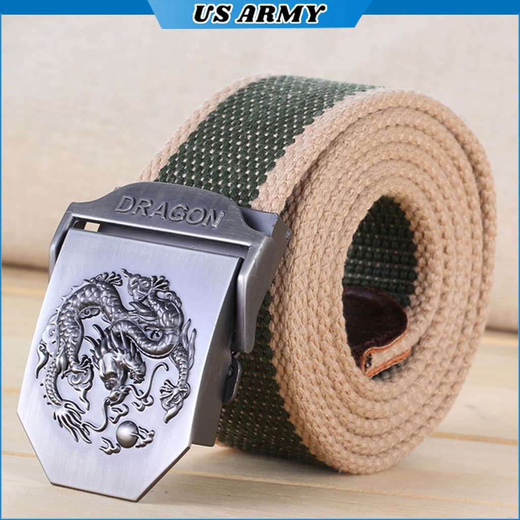 Thắt Lưng Nam Vải Dù U104 US ARMY cao cấp Phong Cách Lính Mỹ, Mặt Khóa Tăng Tự Động Chất Liệu Thép Không Gỉ, Dây Vải Dù Nhiều Màu Dây  lựa chọn- HÀNG CHÍNH HÃNG - xanh rêu sọc