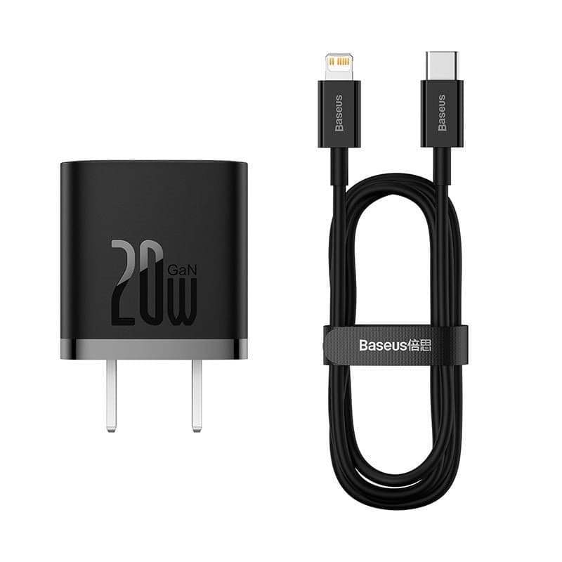Củ sạc nhanh Baseus GaN5 Fast Charger 1C 20W Hàng chính hãng - Trắng - Kèm Cáp