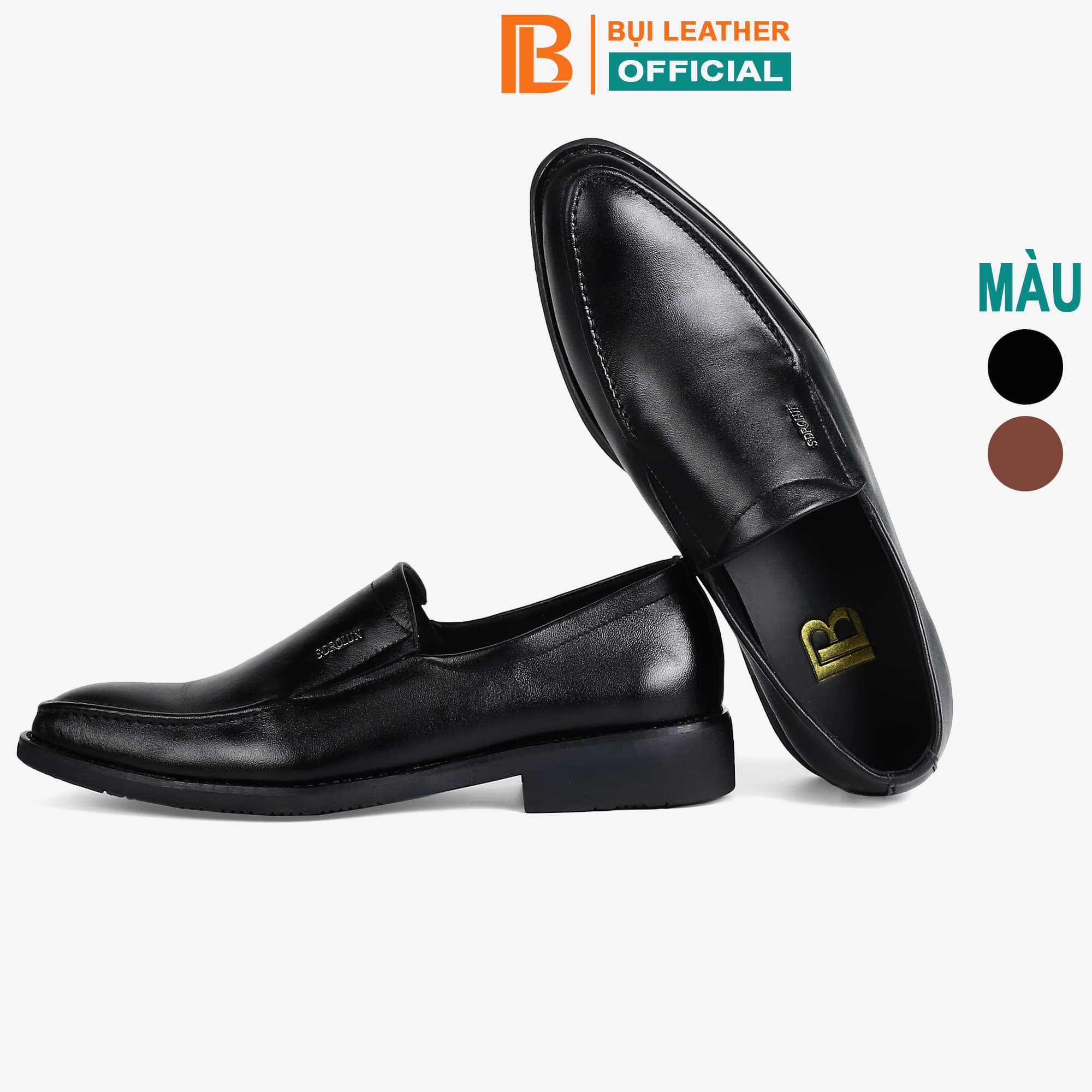 Giày nam công sở da bò nappa cao cấp, giày lười G114- Bụi leather- hộp sang trọng - 40 - Màu Đen