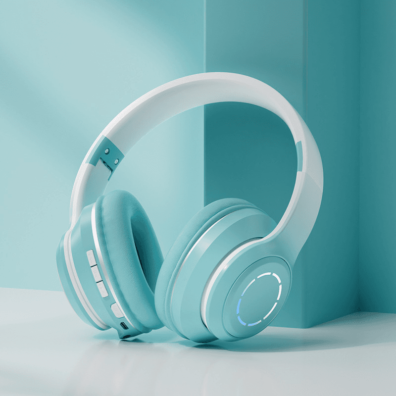 Tai Nghe Chụp Tai Bluetooth Không Dây Gaming, Tai Nghe Bluetooth Chụp Tai Có Mic Đàm Thoại Tiện Lợi, Tai Nghe Bluetooth Có Đèn LED , Pin Cực Khỏe BluetoothCao Cấp - Hàng Chính Hãng TEEMENT - Xanh Dương